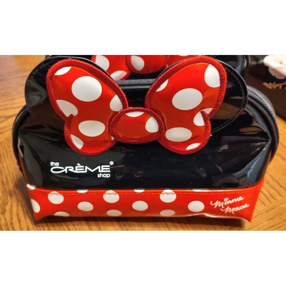 NEW Creme Shop Minnie Mouse Makeup Bag With Red Bow Ears Disney Cosmetic Bag